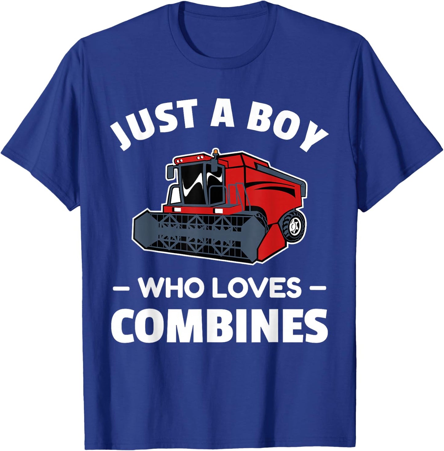 Just a boy who loves combines, red combine harvester T-Shirt - T-Shirt | Royal