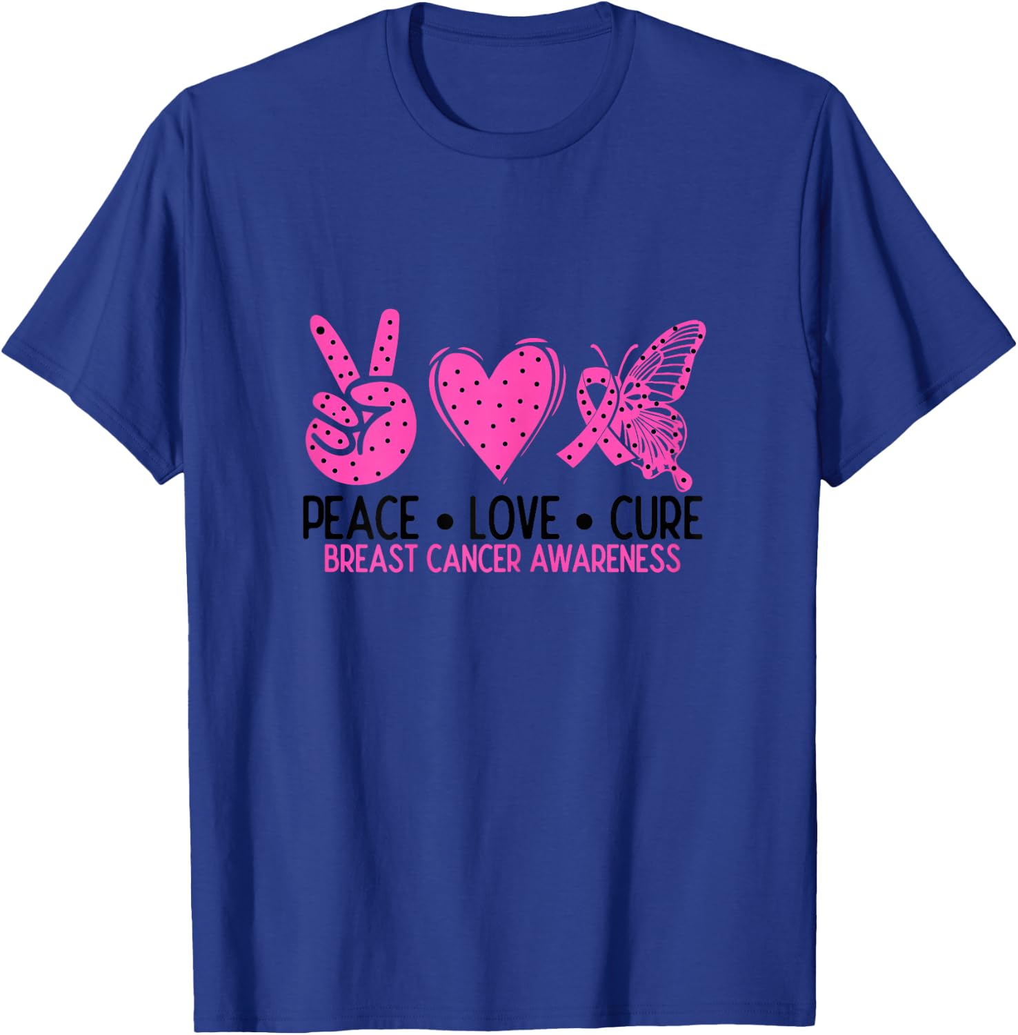 Peace Love Cure Breast Cancer Awareness Month Doctor T-Shirt - T-Shirt | Royal