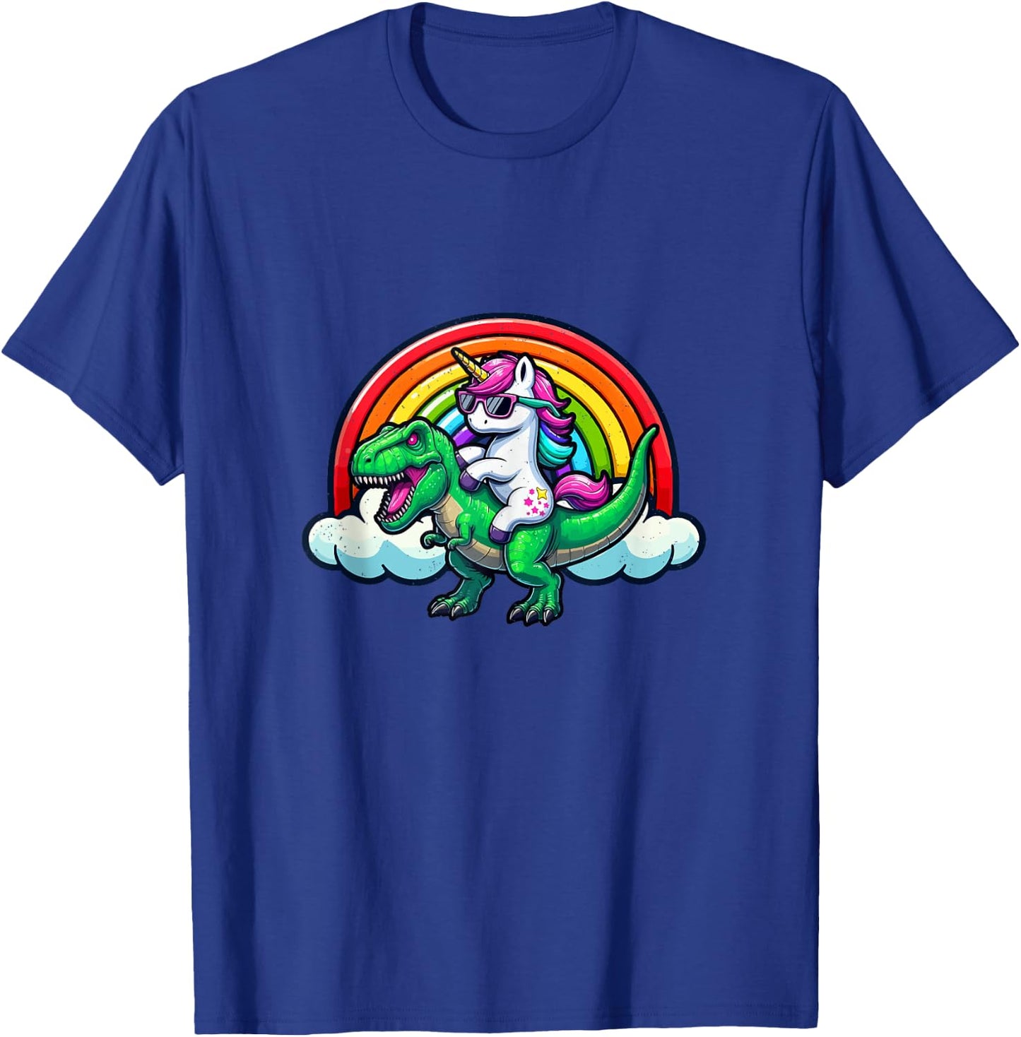 Unicorn Riding T-Rexx LGBT-Q Rainbow Flag Gay Pride Month T-Shirt - T-Shirt | Royal