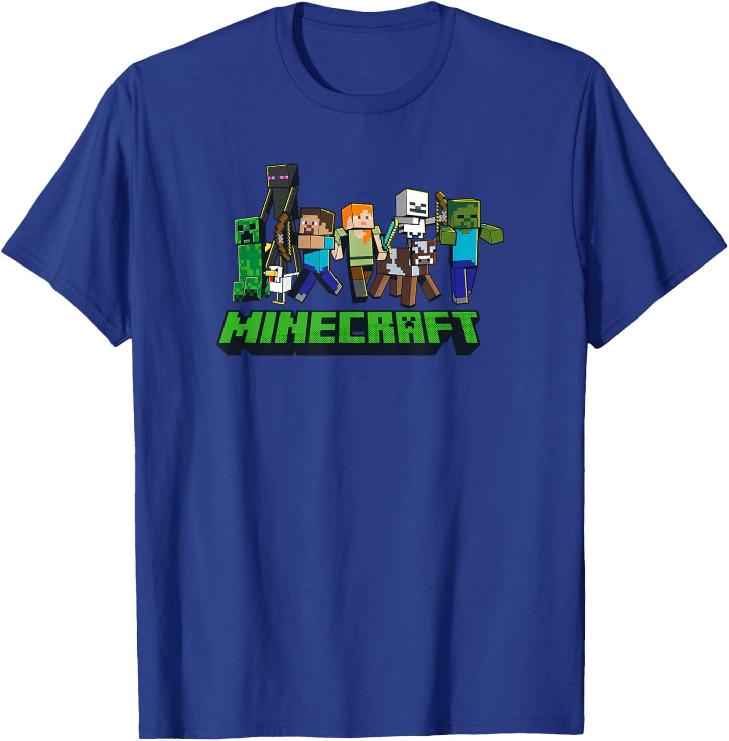 Minecraft Character Lineup Logo , gray T-Shirt - T-Shirt | Royal