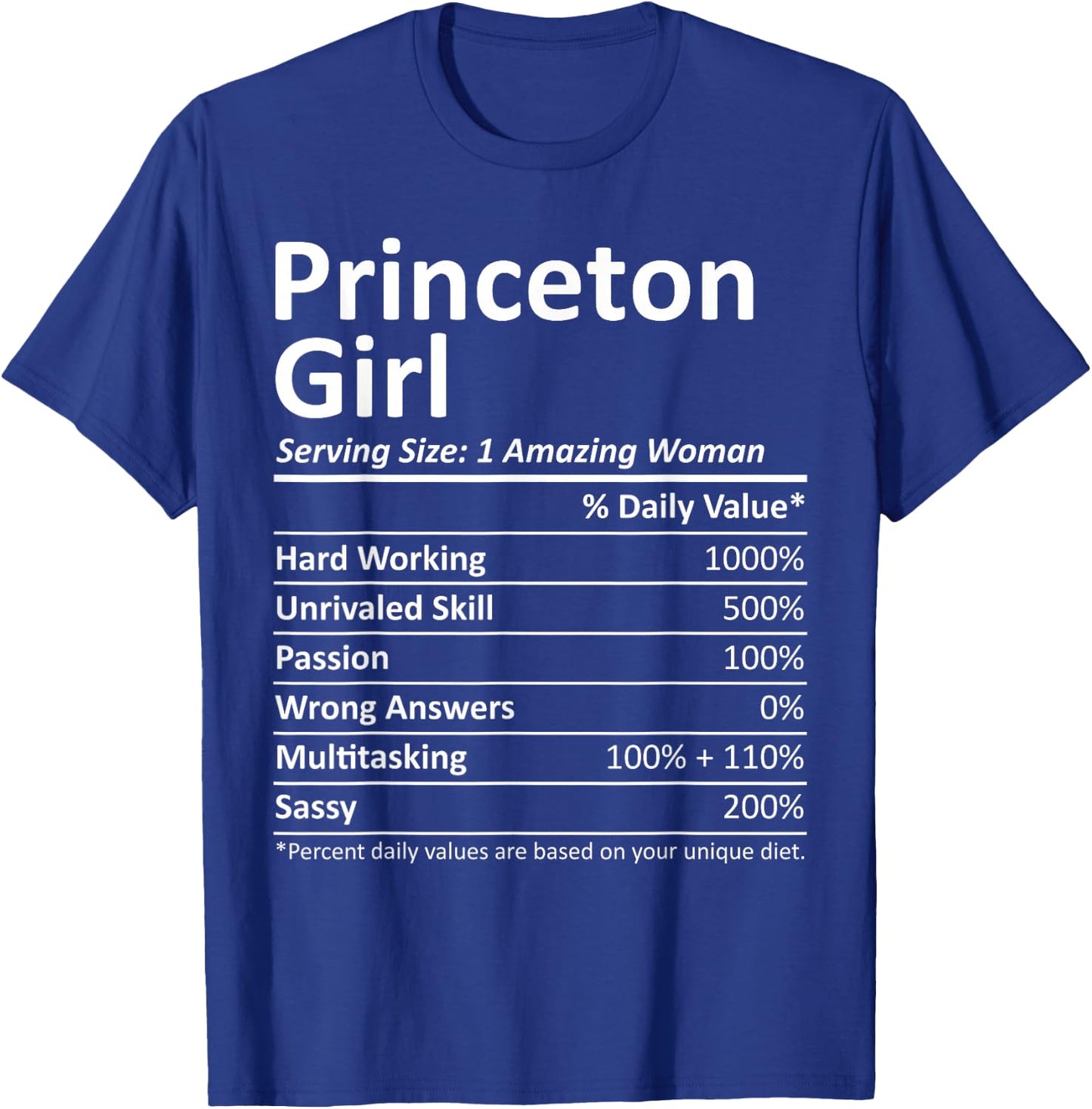 Princeton Girl NJ New Jersey Funny City Home Roots USA Gift Small T-Shirt - T-Shirt | Royal
