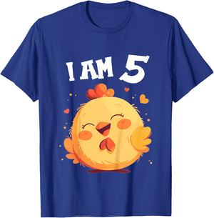 Kids 5 Years old 5 birthday Chickens Boy Girl Chicken T-Shirt - T-Shirt | Royal