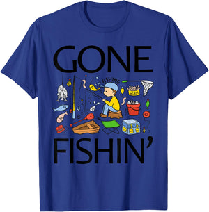 Gone Fishing-Shirt Youth Boys Kids Toddler Women Girls Cute T-Shirt - T-Shirt | Royal
