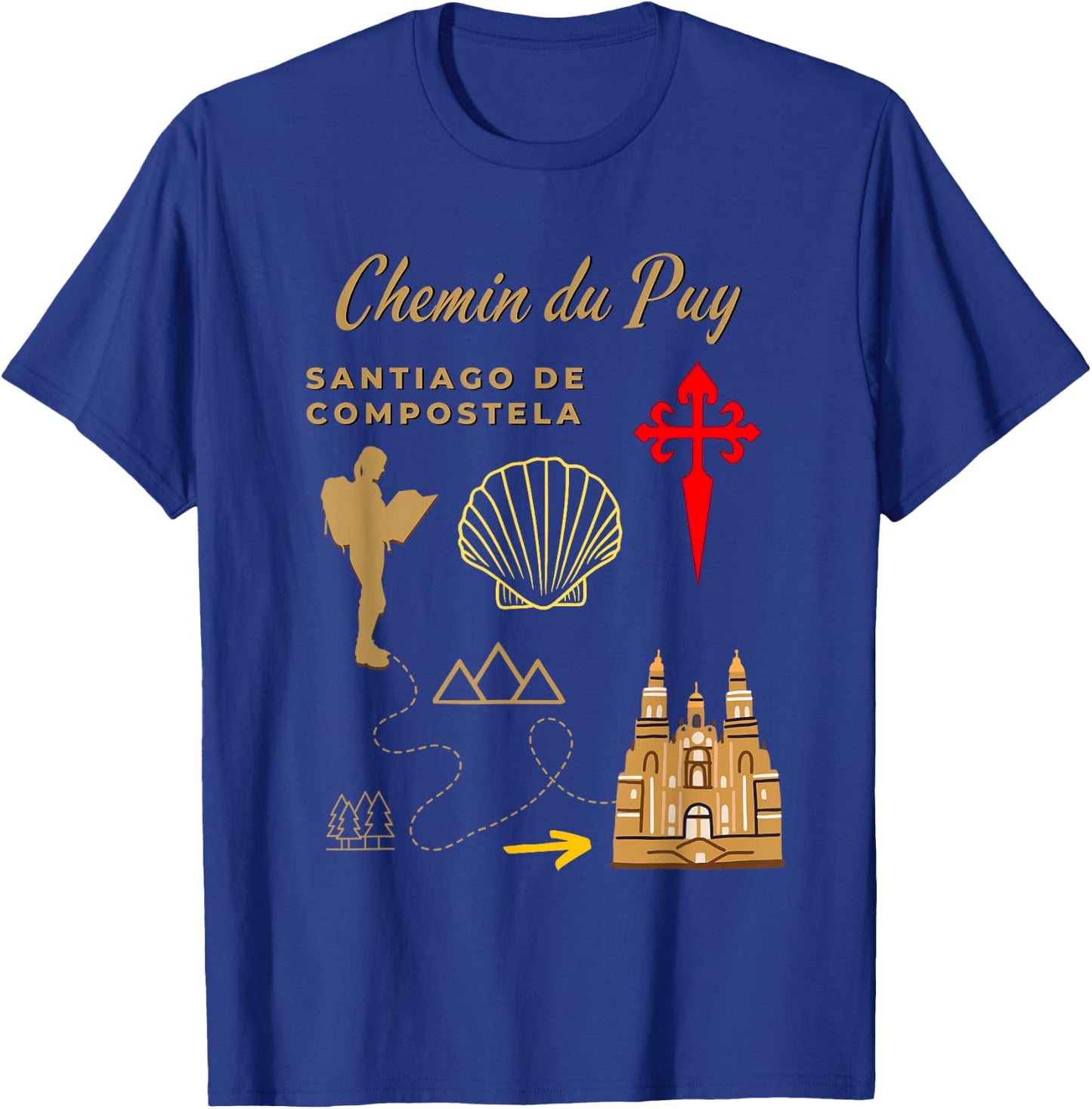 Camino Chemin du Puy Santiago de Compostela Women's Pilgrim T-Shirt - T-Shirt | Royal