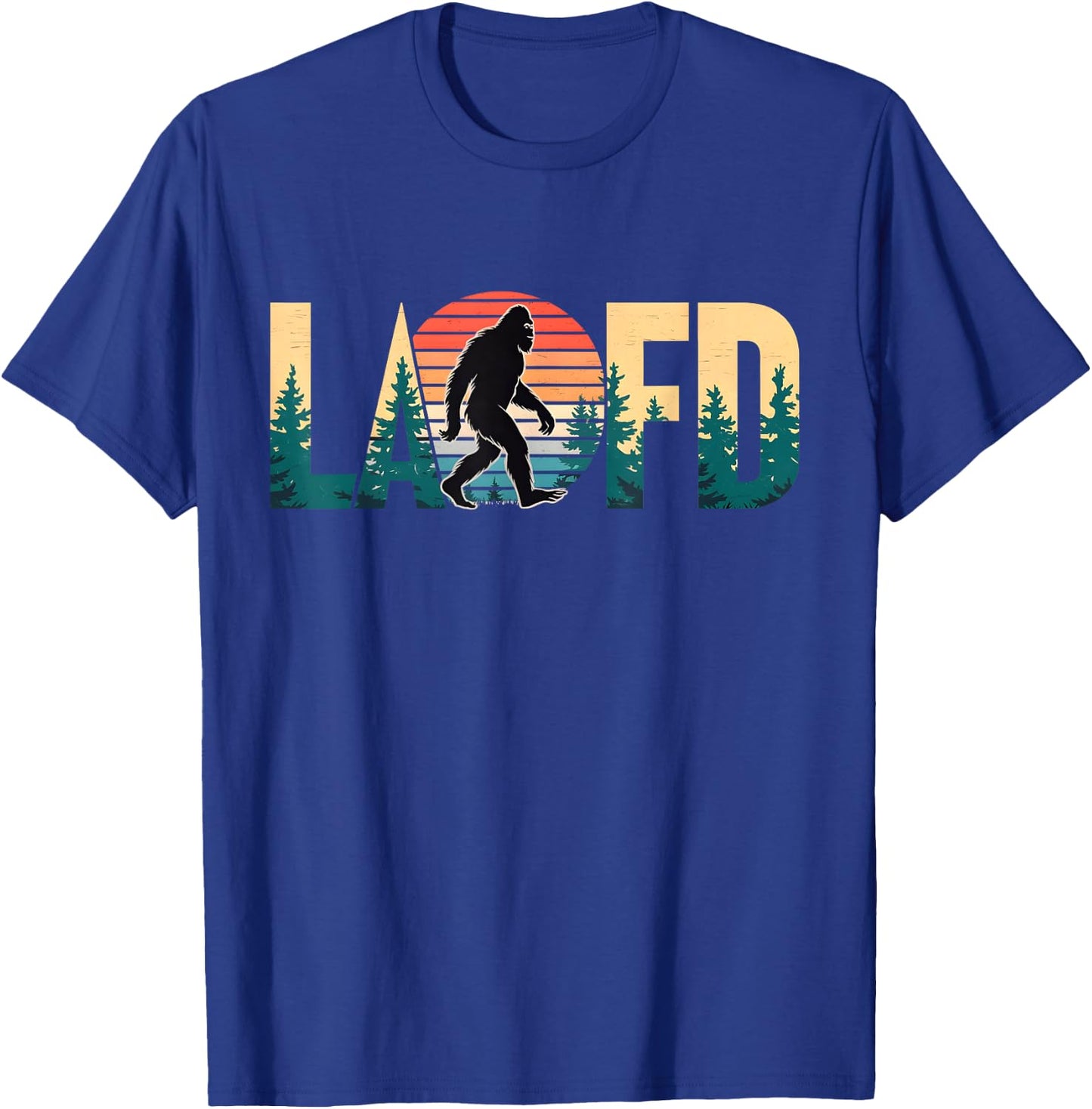 LAFD Strong Big Foot Vintage Forest Scene Retro California T-Shirt - T-Shirt | Royal
