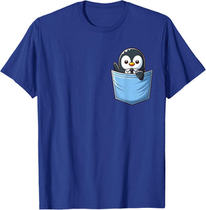 Adorable Penguin in Pocket for Kids, Boys, Girls, Women T-Shirt - T-Shirt | Royal