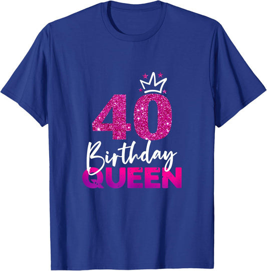 Ladies 40th Birthday Queen Gift 40th Birthday , black T-Shirt - T-Shirt | Royal