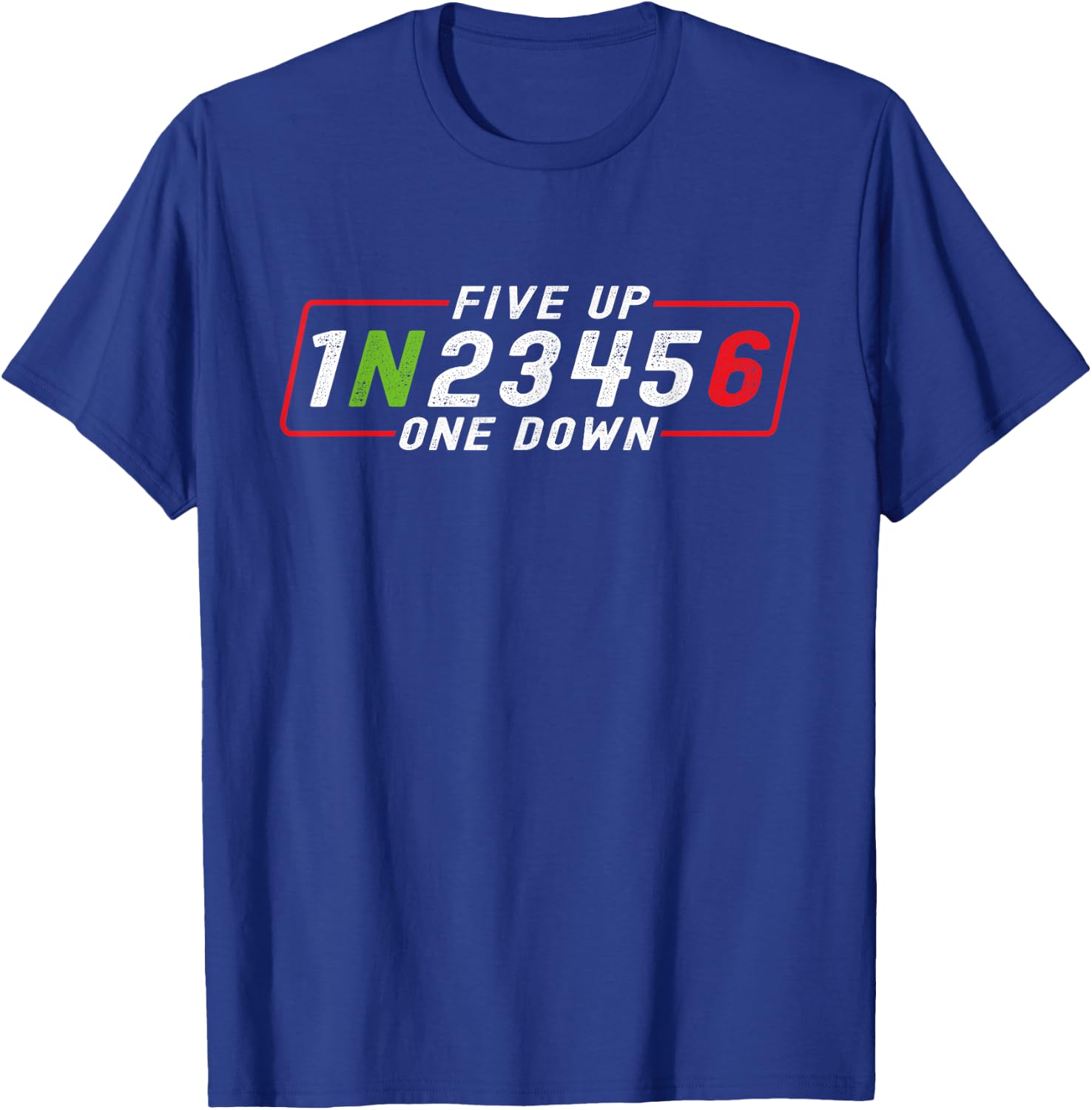 Five Up One Down Motorrad Schaltschema Biker Spruch T-Shirt - T-Shirt | Royal