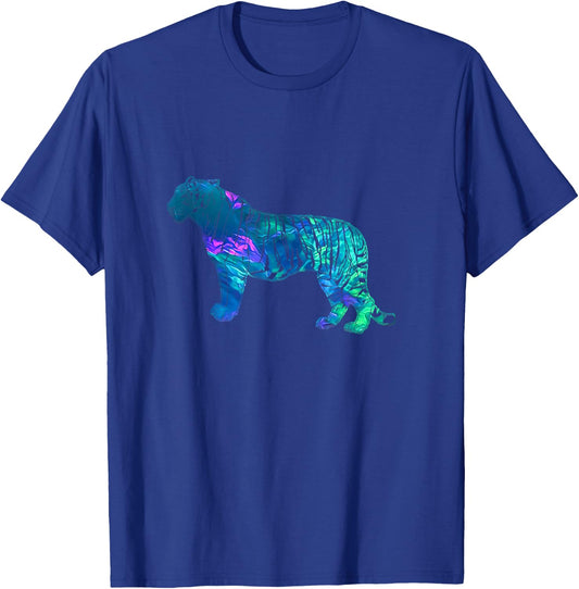 Cyan Blue Violet teal Tiger For Animals Lover T-Shirt - T-Shirt | Royal
