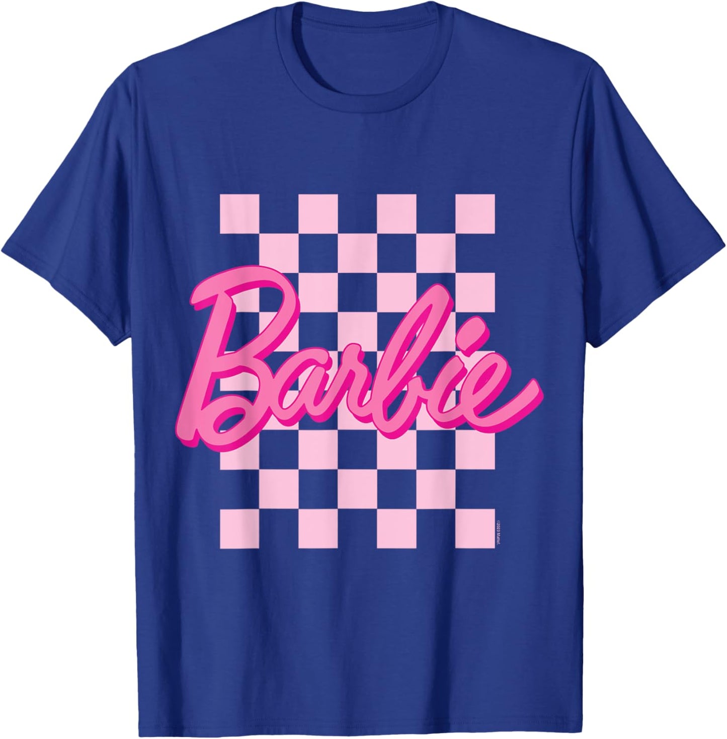 Barbie - Barbie Logo Plaid Background , black T-Shirt - T-Shirt | Royal