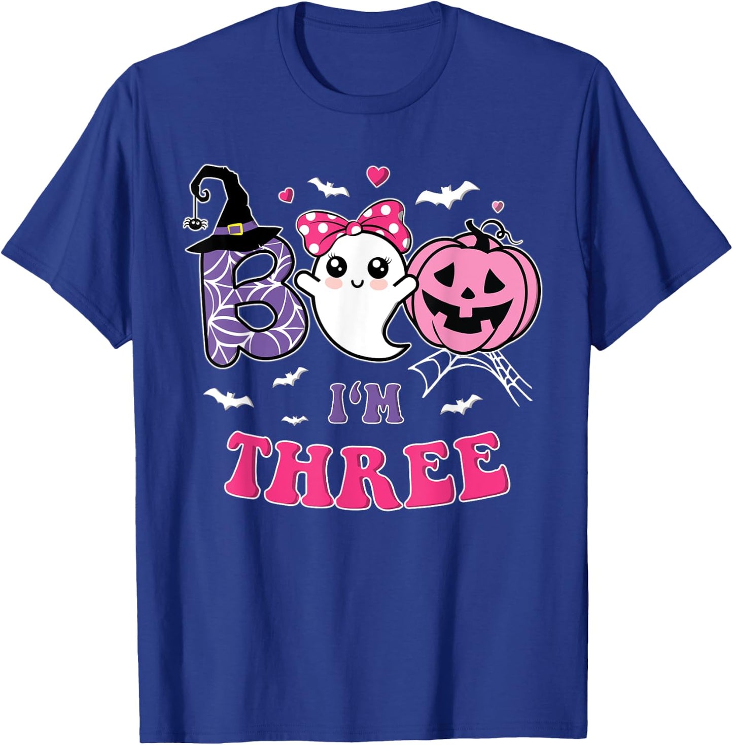 Groovy Halloween Ghost Boo I'm Three Year 3rd Birthday Girl T-Shirt - T-Shirt | Royal