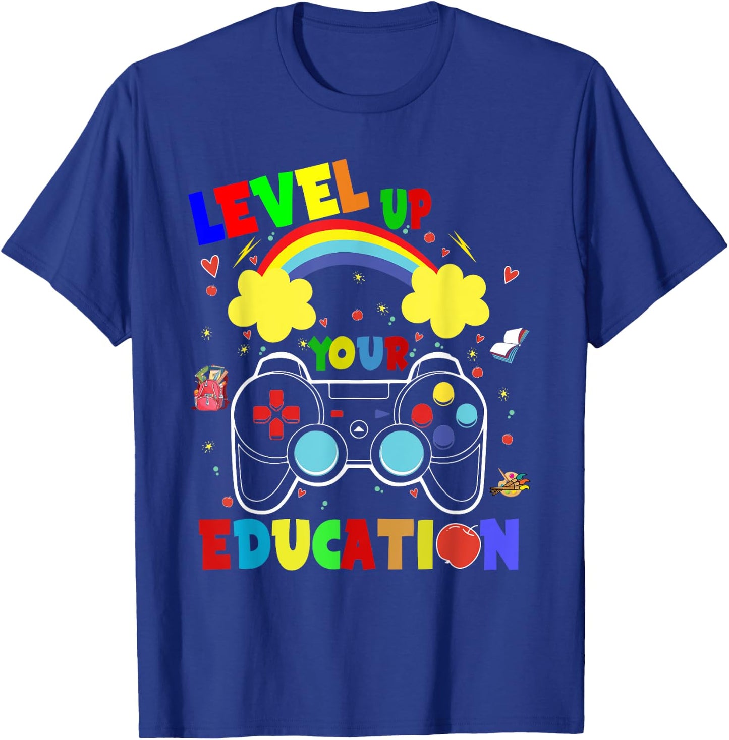 Level Up Your Education Gaming Inspired Teacher Gamers Women Kids T-Shirt - T-Shirt | Royal