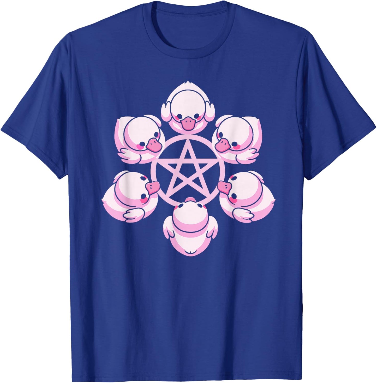 Pink Ducks Pentacle Pentagram Pastel Goth Alt Dark Humor , Small, Black T-Shirt - T-Shirt | Royal