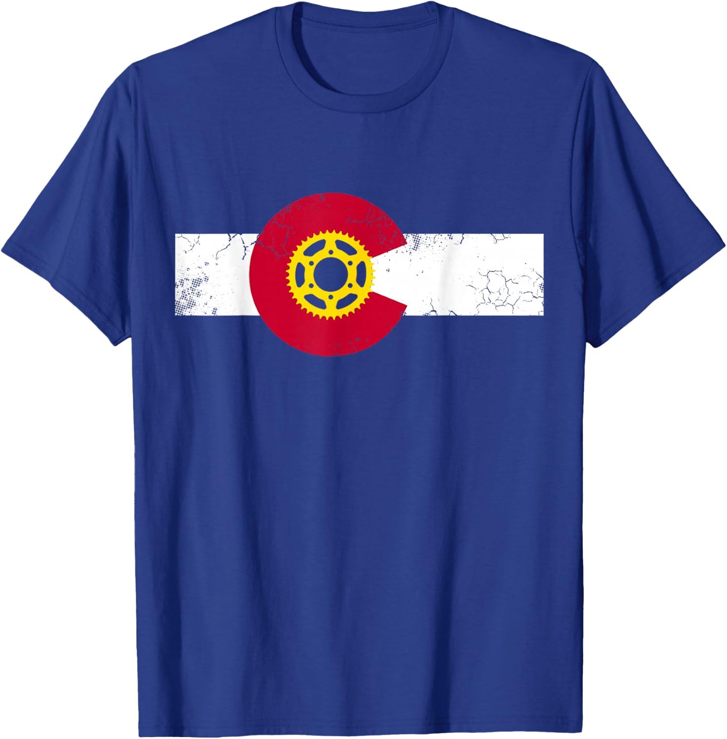 Colorado Flag Mountain Bike Cycling Riding Biking Cyclist T-Shirt - T-Shirt | Royal