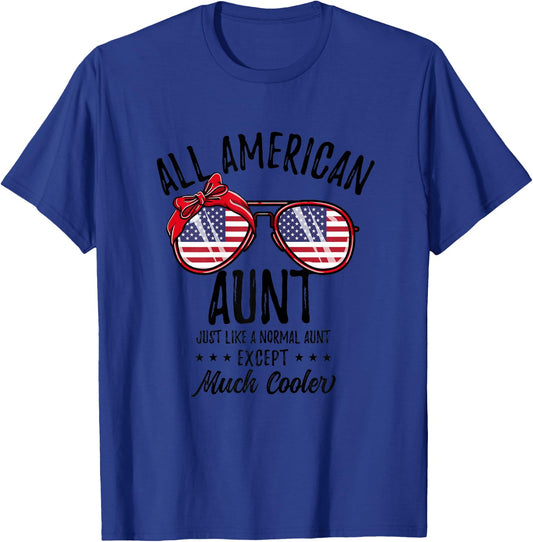 Matching 4th of July All American Aunt T-Shirt - T-Shirt | Royal