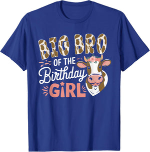 Big Bro Of The Birthday Girl Cow Brother Family Party T-Shirt - T-Shirt | Royal