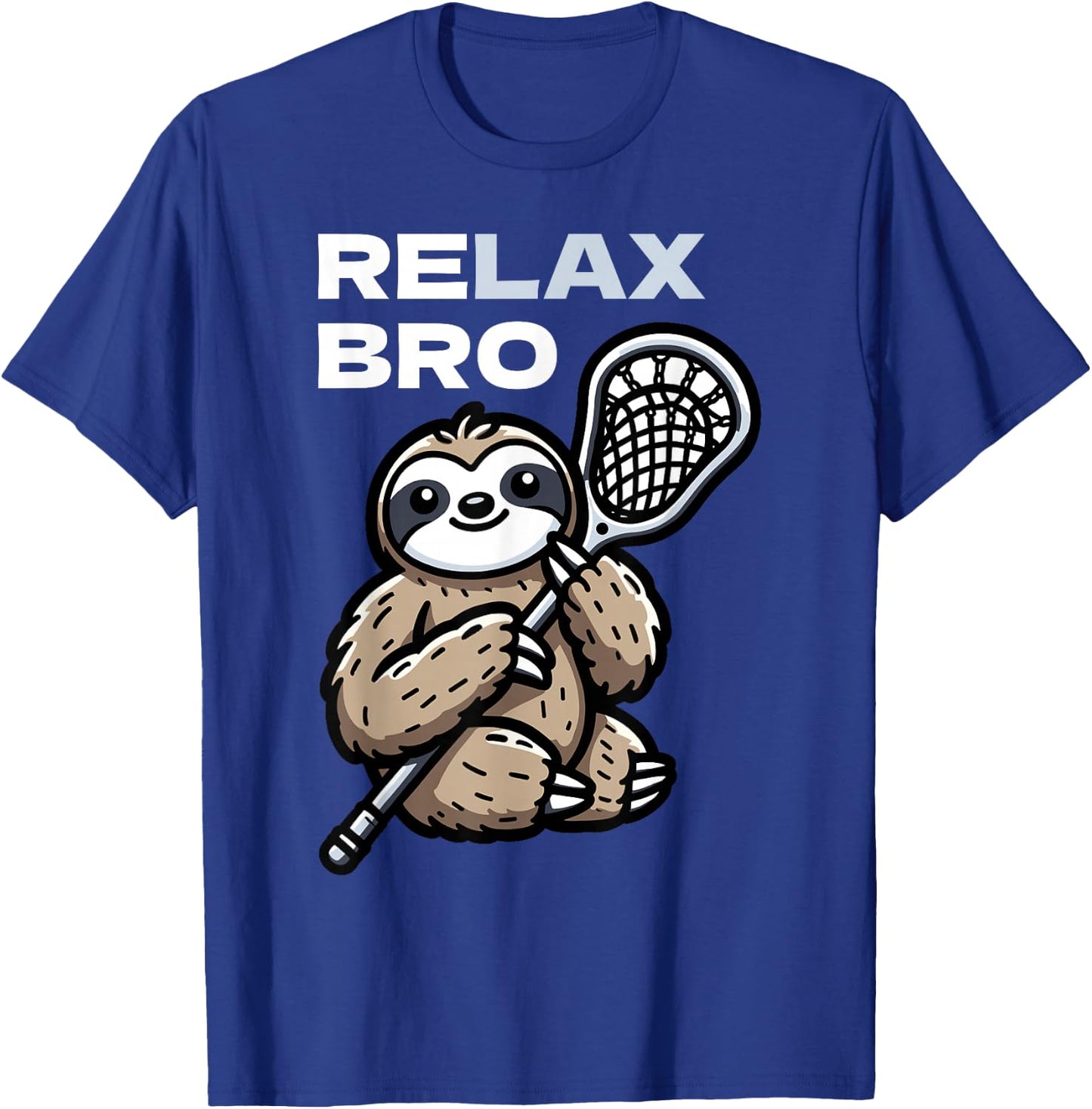 RELAX Bro Funny Lacrosse Sloth T-Shirt - T-Shirt | Royal