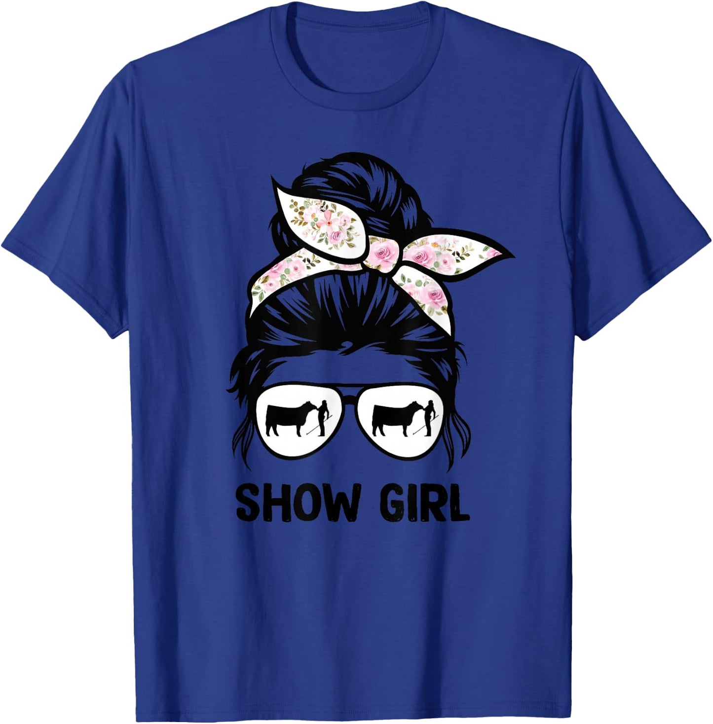 Cattle Show Girl Messy Bun Hair Cow Show Girl T-Shirt - T-Shirt | Royal