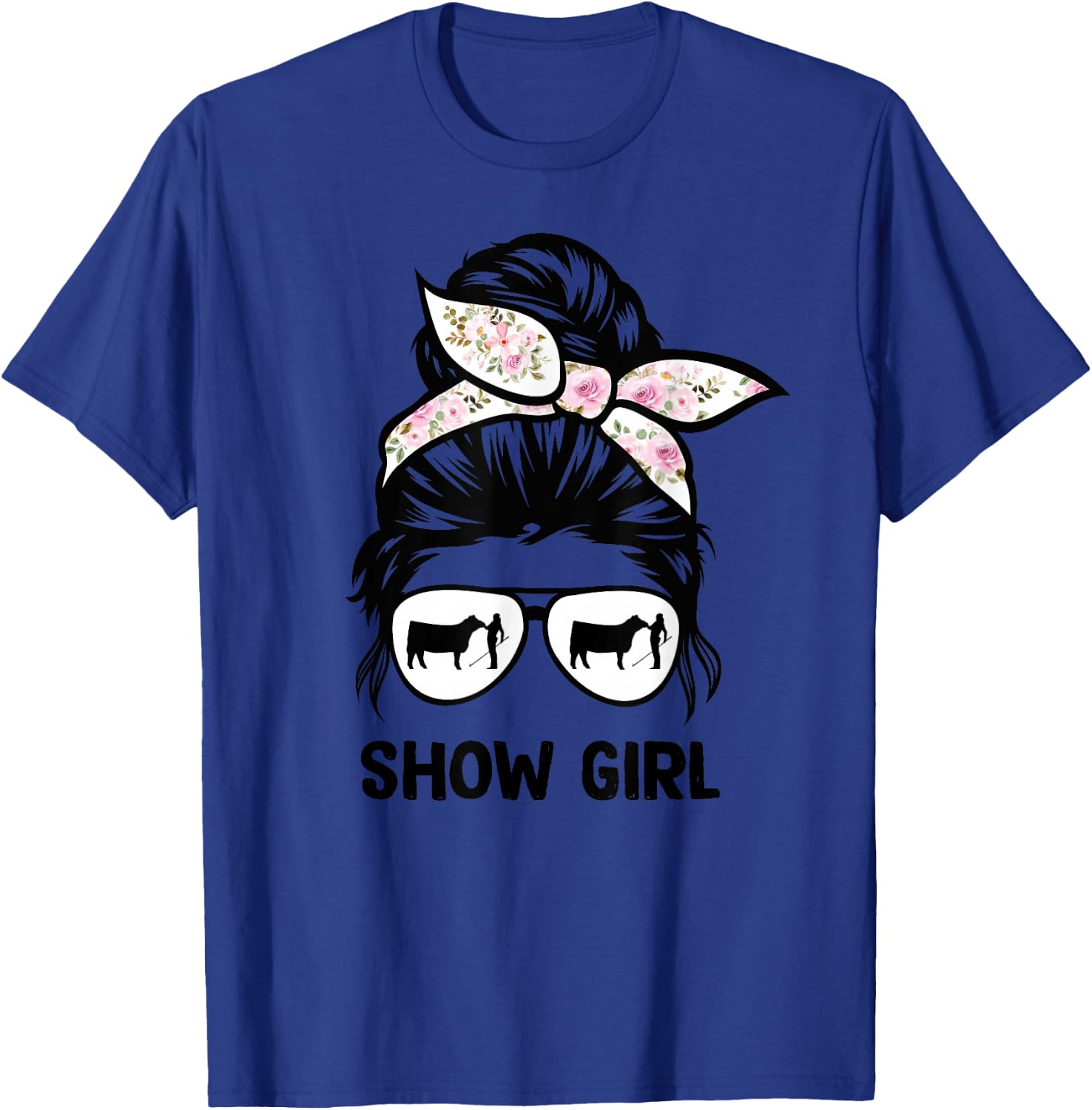 Cattle Show Girl Messy Bun Hair Cow Show Girl T-Shirt - T-Shirt | Royal