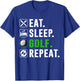Eat Sleep Golf Repeat Funny Golfing Golfer Golfing Lover T-Shirt - T-Shirt | Royal