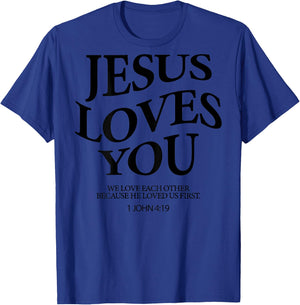 Jesus loves you, we love us (on the back) , gray T-Shirt - T-Shirt | Royal