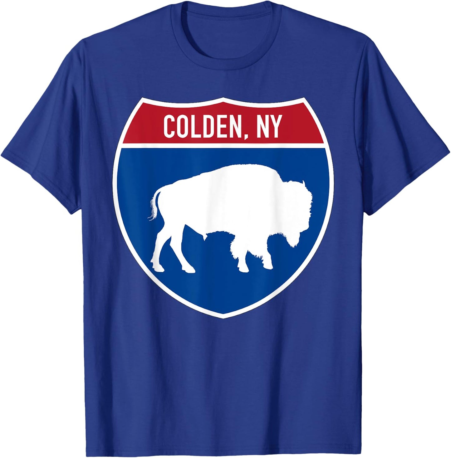 Colden New York Buffalo NY Highway Interstate Sign T-Shirt - T-Shirt | Royal