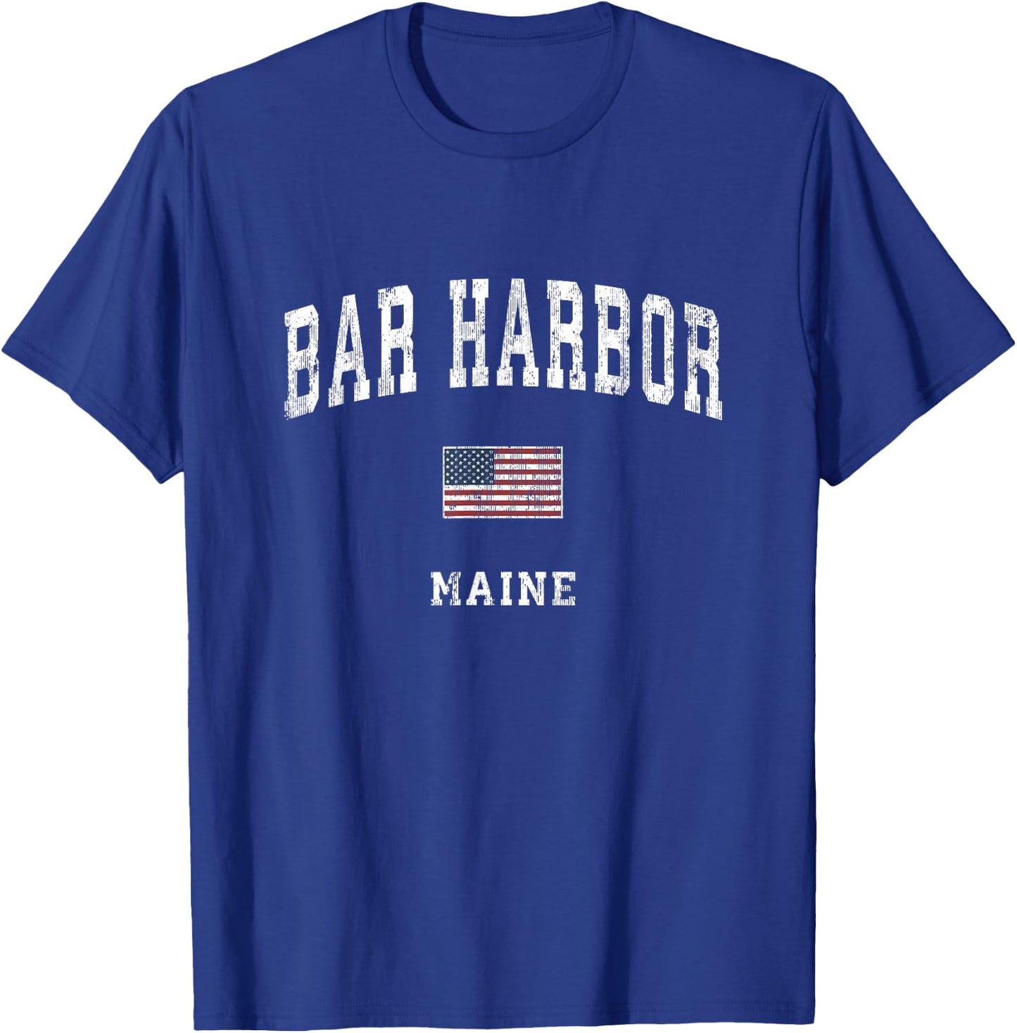 Bar Harbor Maine ME Vintage American Flag Sports Design T-Shirt - T-Shirt | Royal