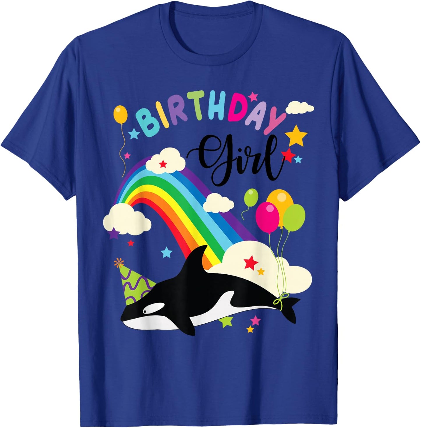 Cute Birthday Girl Orca Lovers & Killer Whale Lovers Rainbow T-Shirt - T-Shirt | Royal