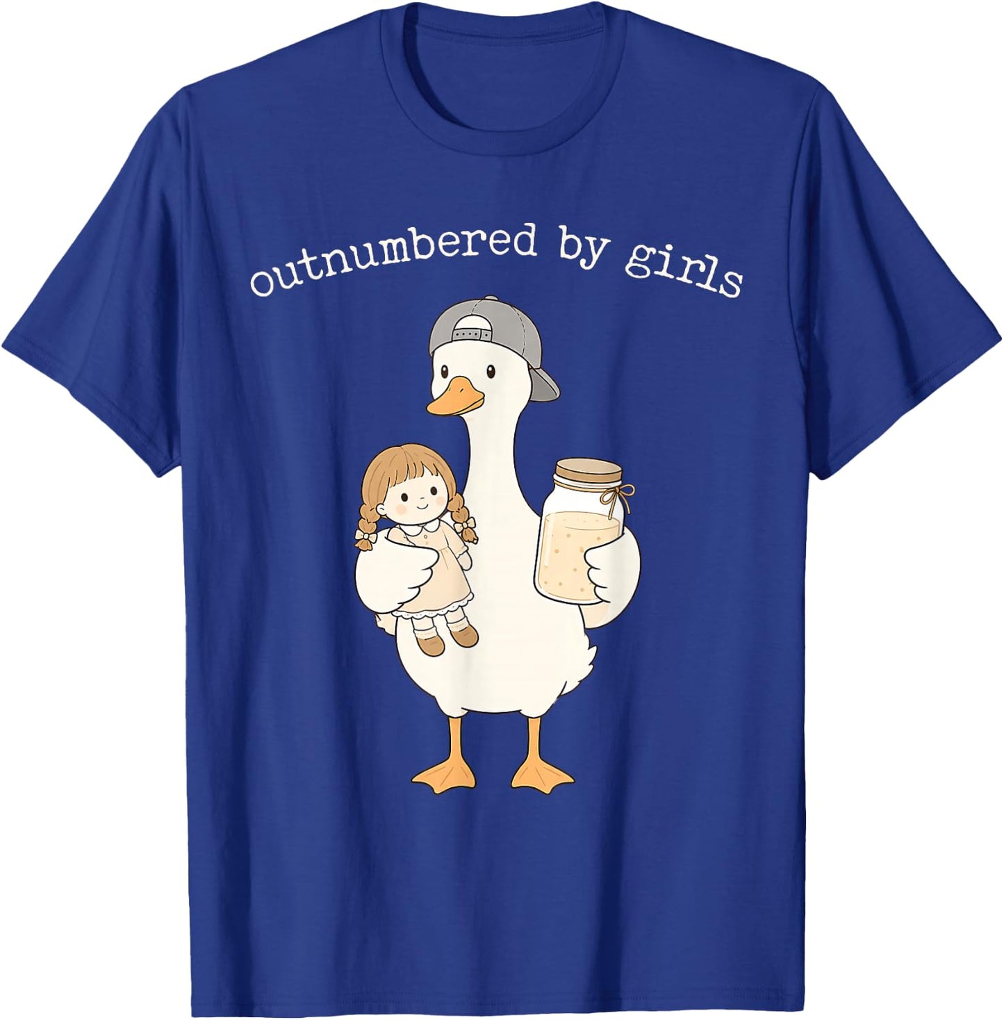 Outnumbered By Girls Funny Dad of Daughters Father's Day T-Shirt - T-Shirt | Royal
