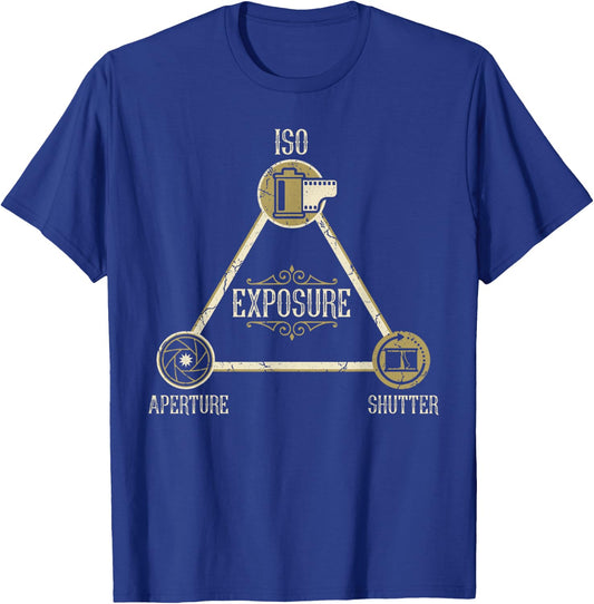Exposure Triangle Humor ISO Exposure Aperture Shutter T-Shirt - T-Shirt | Royal