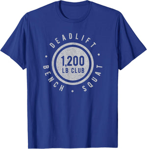 Elite 1.200 lb Club Powerlifting Barbell Strong Novelty T-Shirt - T-Shirt | Royal