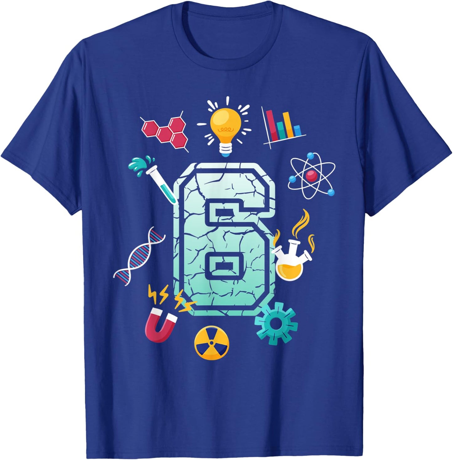 Science 6 Year Old Birthday School Party Scientific Matching T-Shirt - T-Shirt | Royal