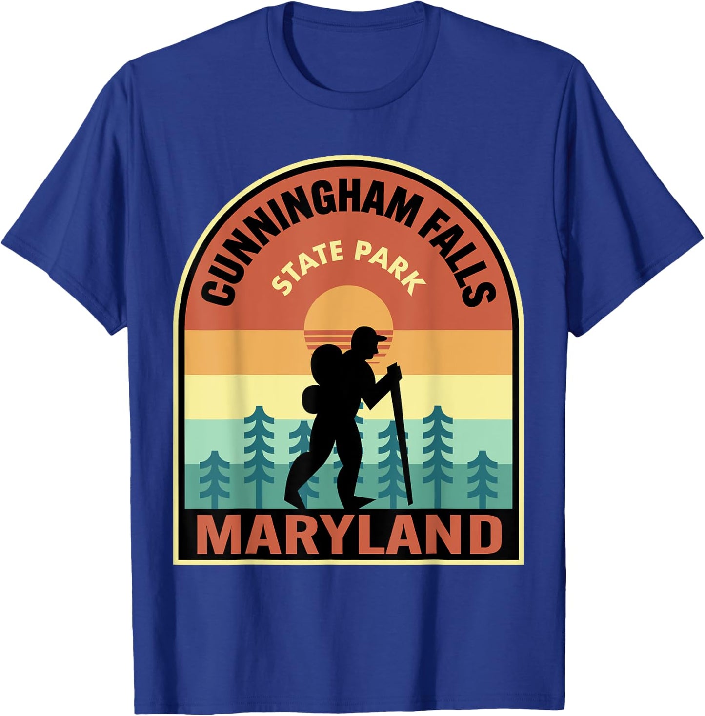 Cunningham Falls State Park Maryland Retro Hiking T-Shirt - T-Shirt | Royal