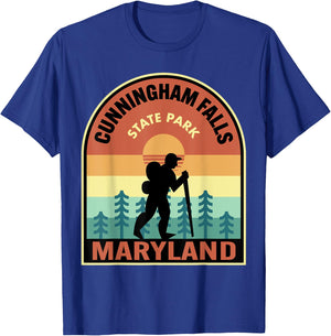 Cunningham Falls State Park Maryland Retro Hiking T-Shirt - T-Shirt | Royal