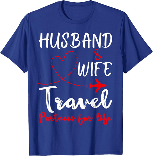 Couple Matching Husband and Wife Travel Partners for Life T-Shirt - T-Shirt | Royal