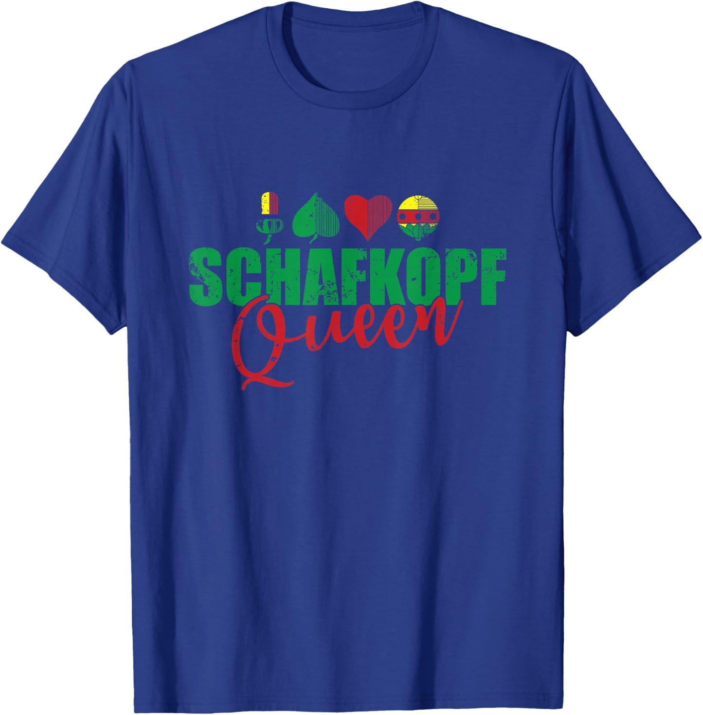 Sheep Head Queen Card Game Playing Card , black T-Shirt - T-Shirt | Royal