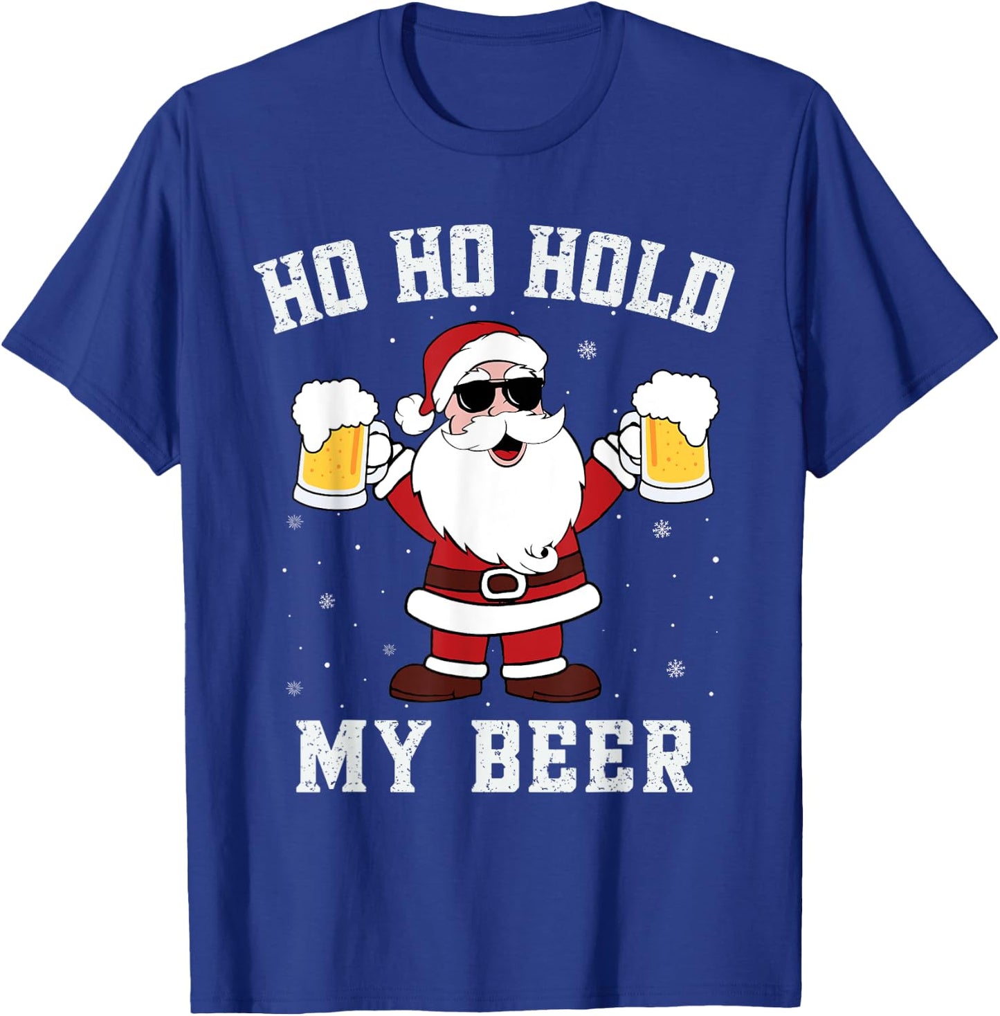 Ho Ho Hold My Beer Funny Santa Drinking Beer Xmas costume T-Shirt - T-Shirt | Royal