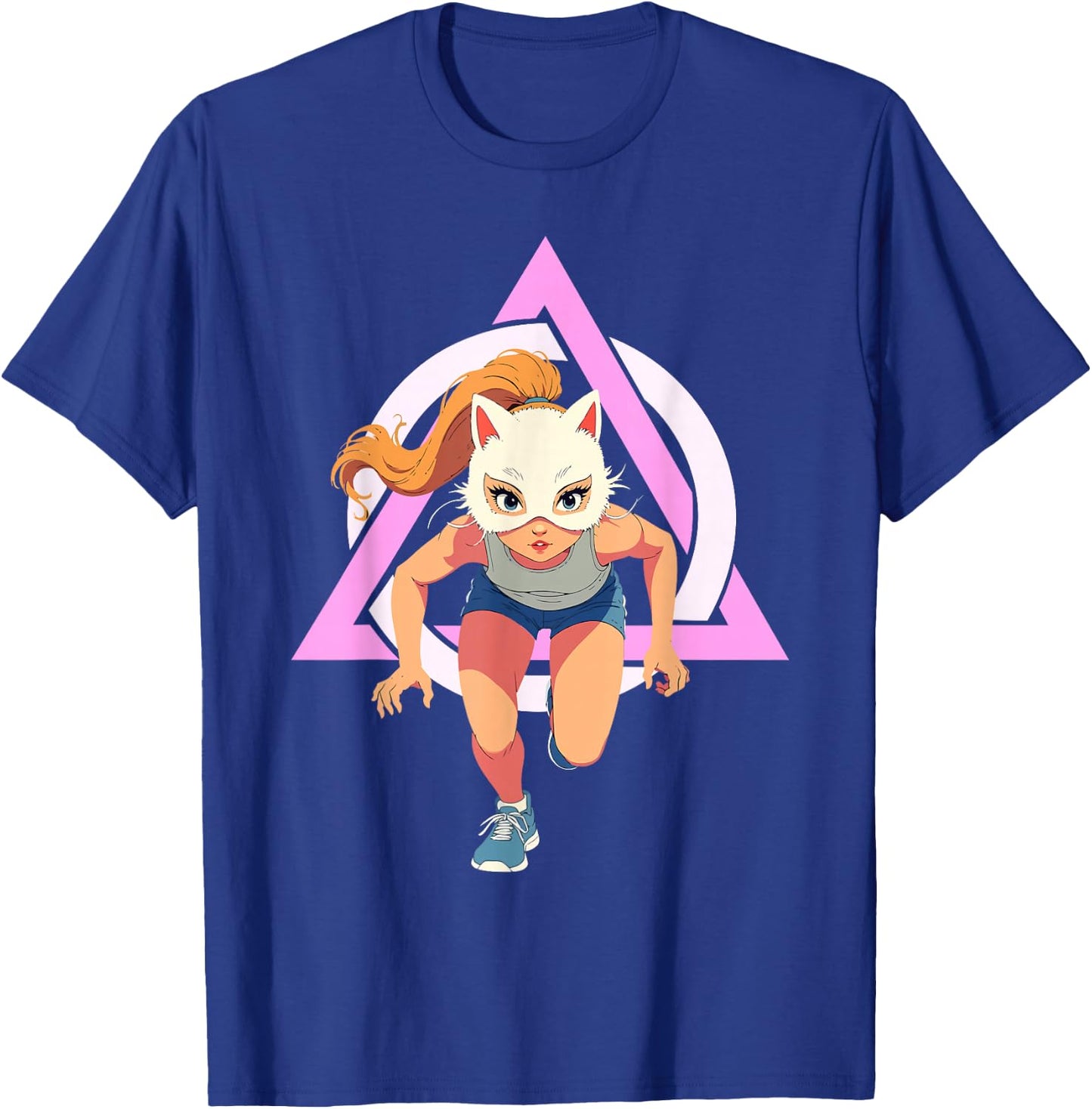 Quadrobics Girl Therian Jump Cat Mask , Black, S T-Shirt - T-Shirt | Royal