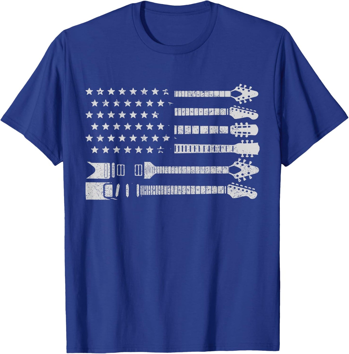 Patriotic Guitar Player Gifts & Apparel Co. American Flag Guitarist Vintage Black -Adults Classic Fit T-Shirt - T-Shirt | Royal