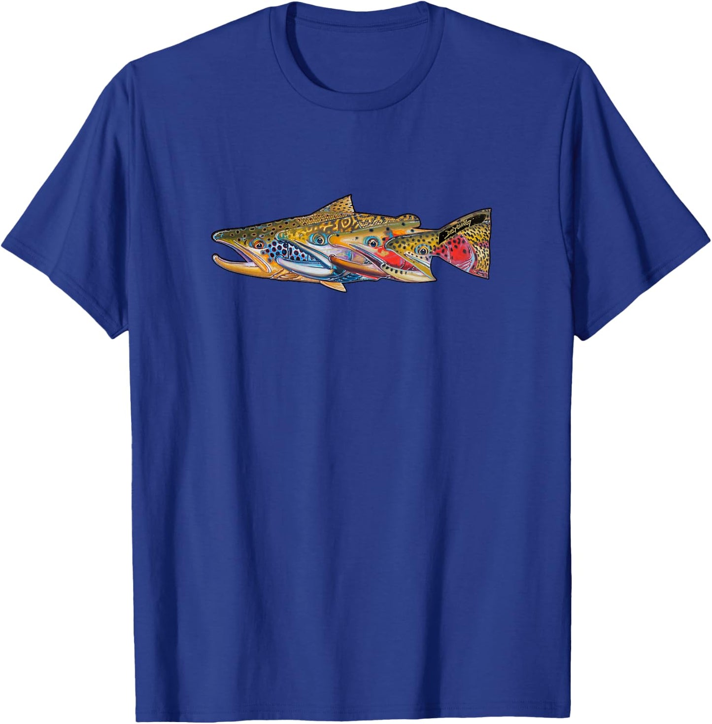 Fab Four Trout Derek DeYoung Fishing Gift T-Shirt - T-Shirt | Royal
