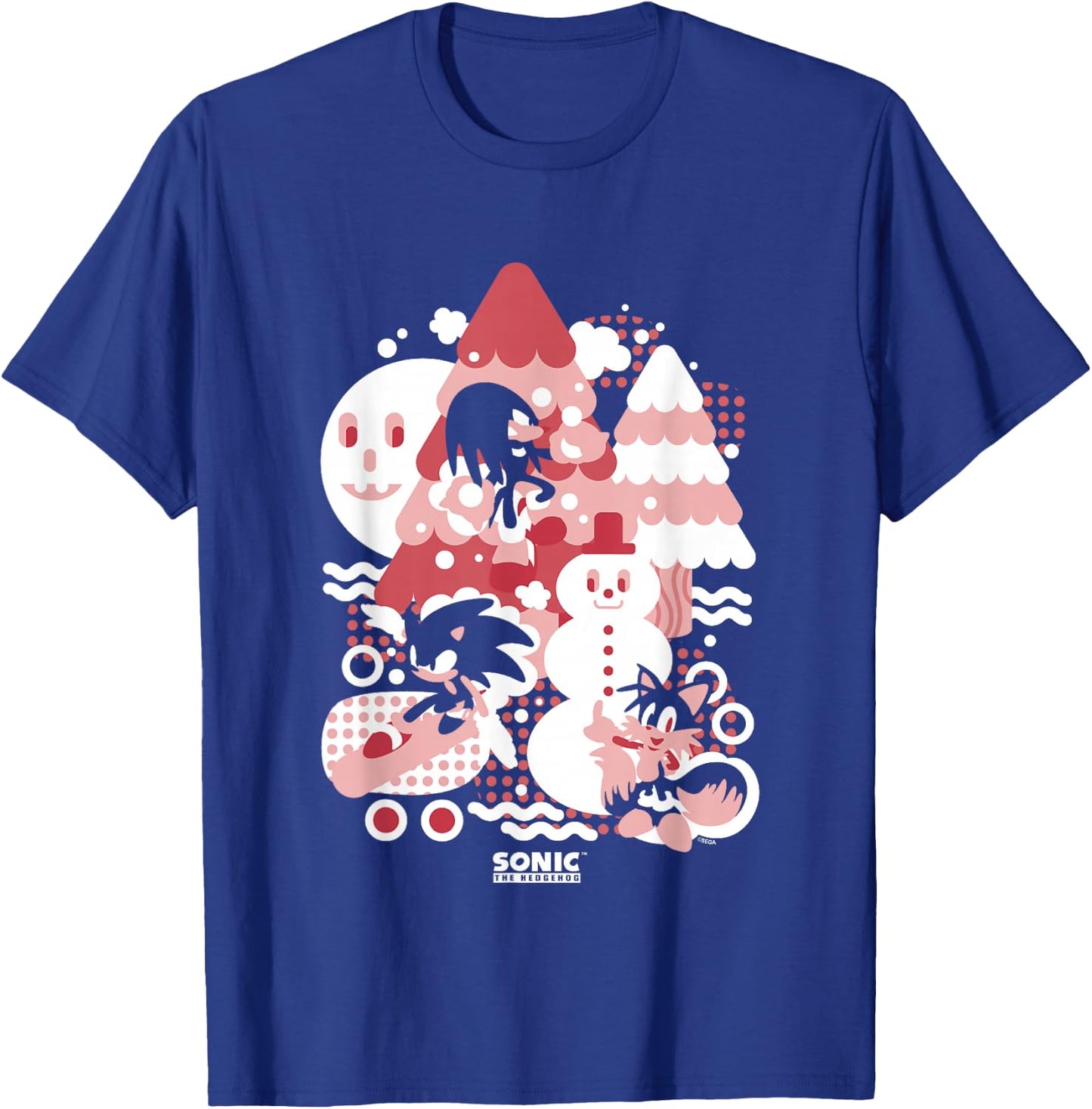 Sonic The Hedgehog Christmas Sonic Tails Knuckles Winter Fun T-Shirt - T-Shirt | Royal