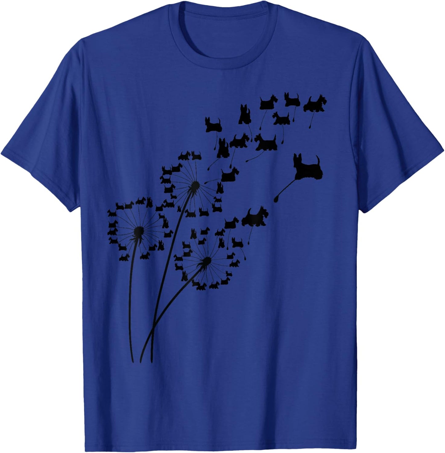 Dandelion Scottie Flower, Floral Scottish Terrier Tree T-Shirt - T-Shirt | Royal