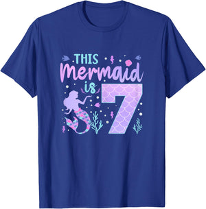 Mermaid Birthday Outfit 7th Bday This Mermaid Is 7 Years Old T-Shirt - T-Shirt | Royal