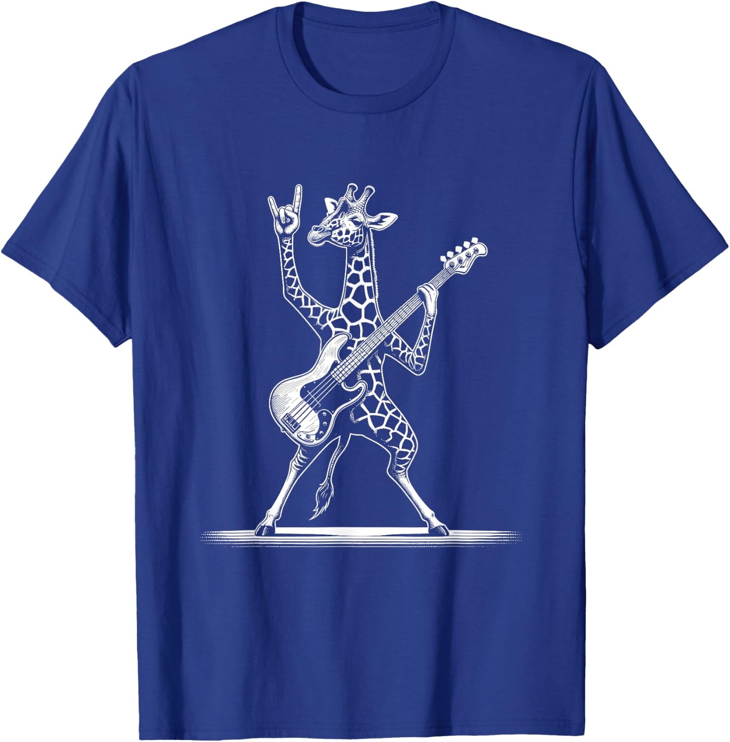 Rock n Roll Giraffe Playing Guitar Funny Giraffe T-Shirt - T-Shirt | Royal
