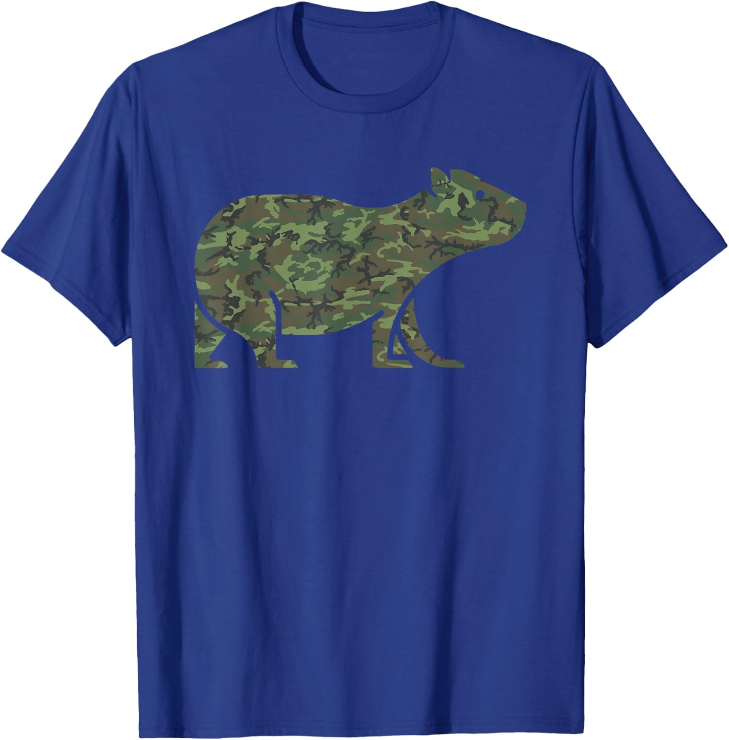 Military Capybara Camo Print US Mammal Veteran Men Gift T-Shirt - T-Shirt | Royal