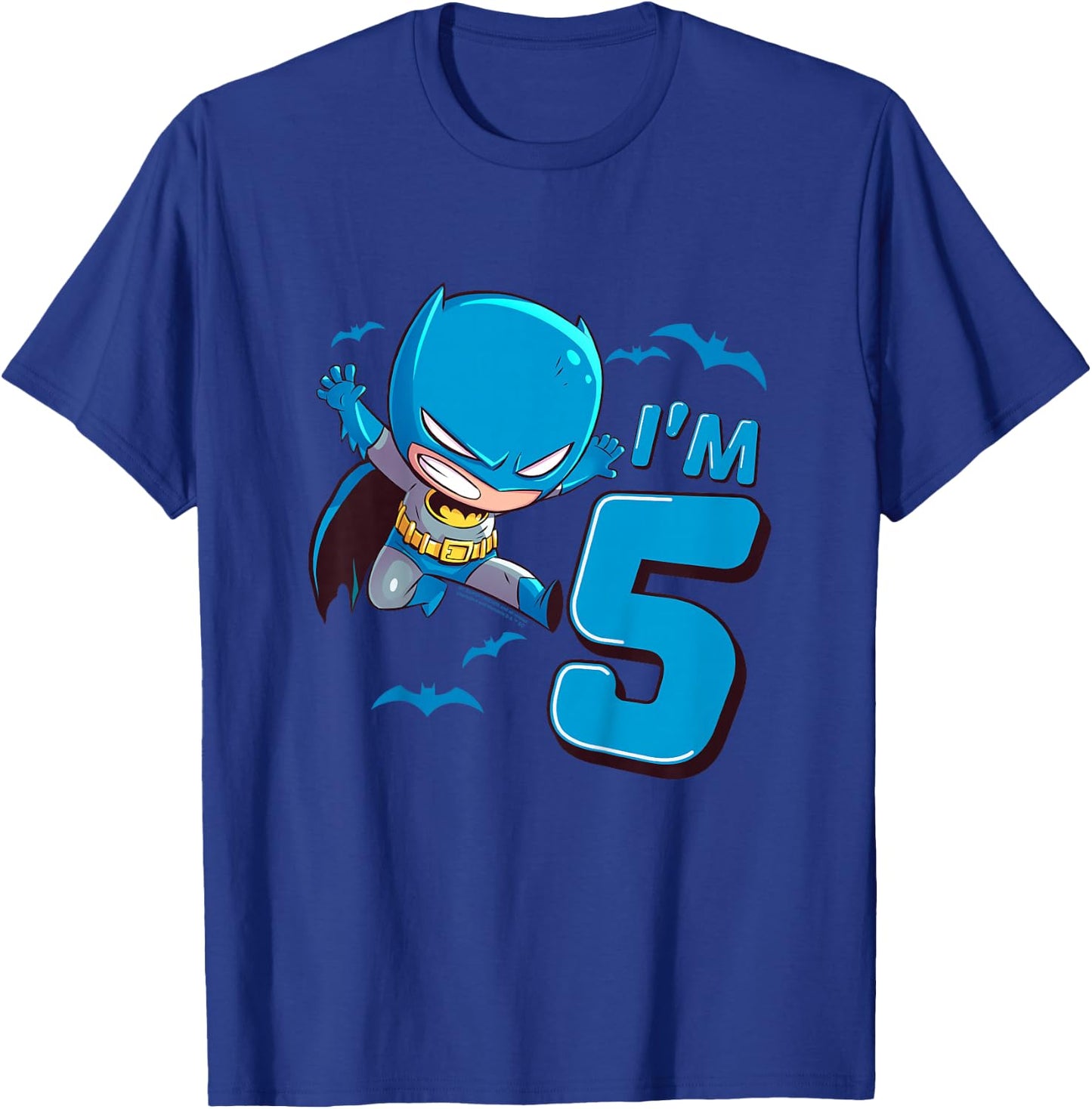 Kids Batman 5th Birthday Cute I'm 5 T-Shirt - T-Shirt | Royal