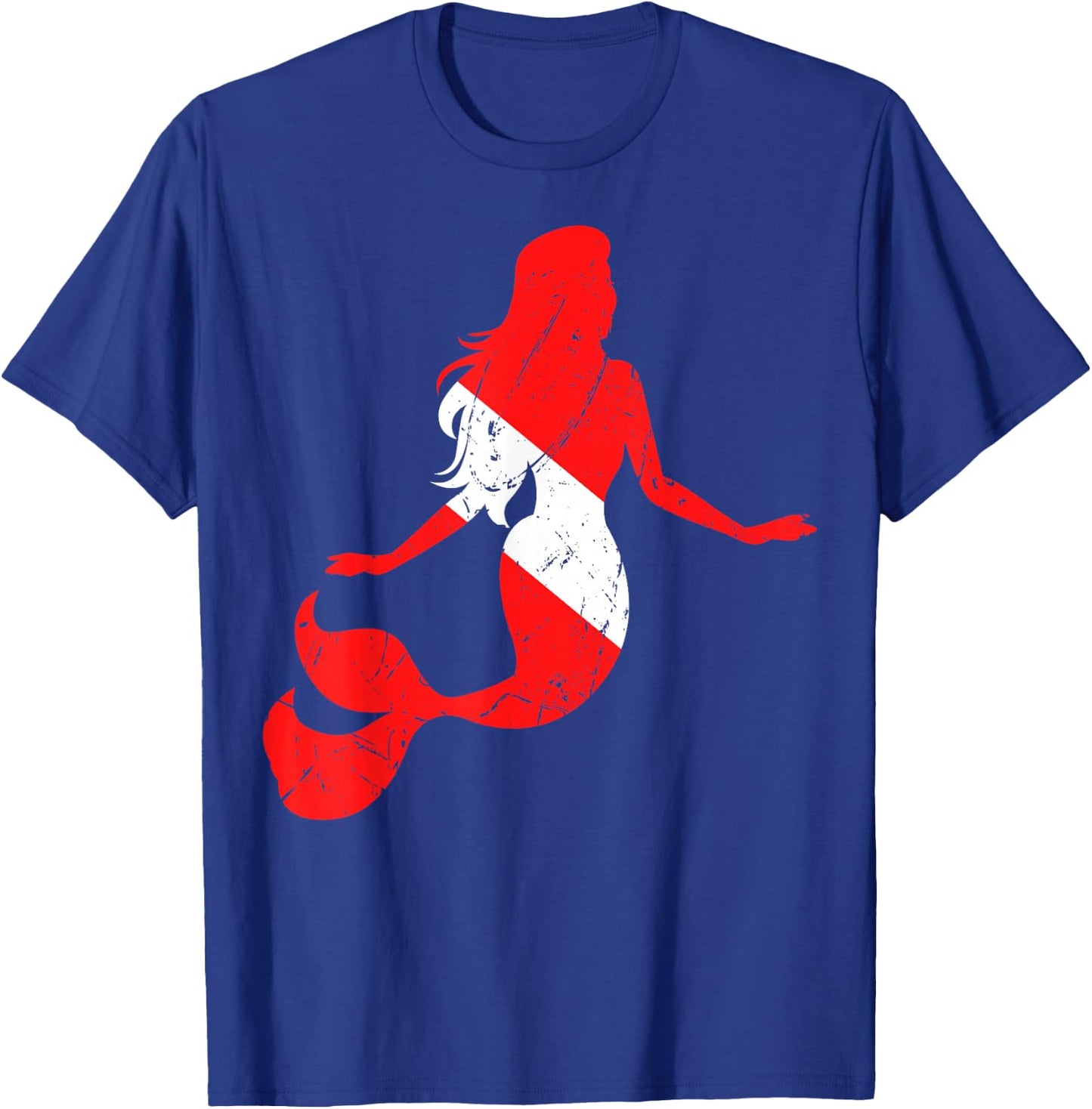 Mermaid Scuba Diving Diver Down Flag Underwater Dive Swim T-Shirt - T-Shirt | Royal