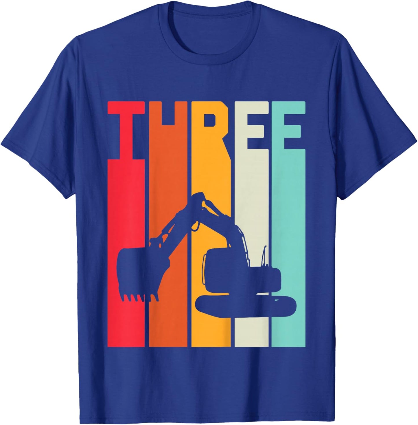 Kids 3rd Birthday Boy 3 Year Old Construction Truck Excavator T-Shirt - T-Shirt | Royal