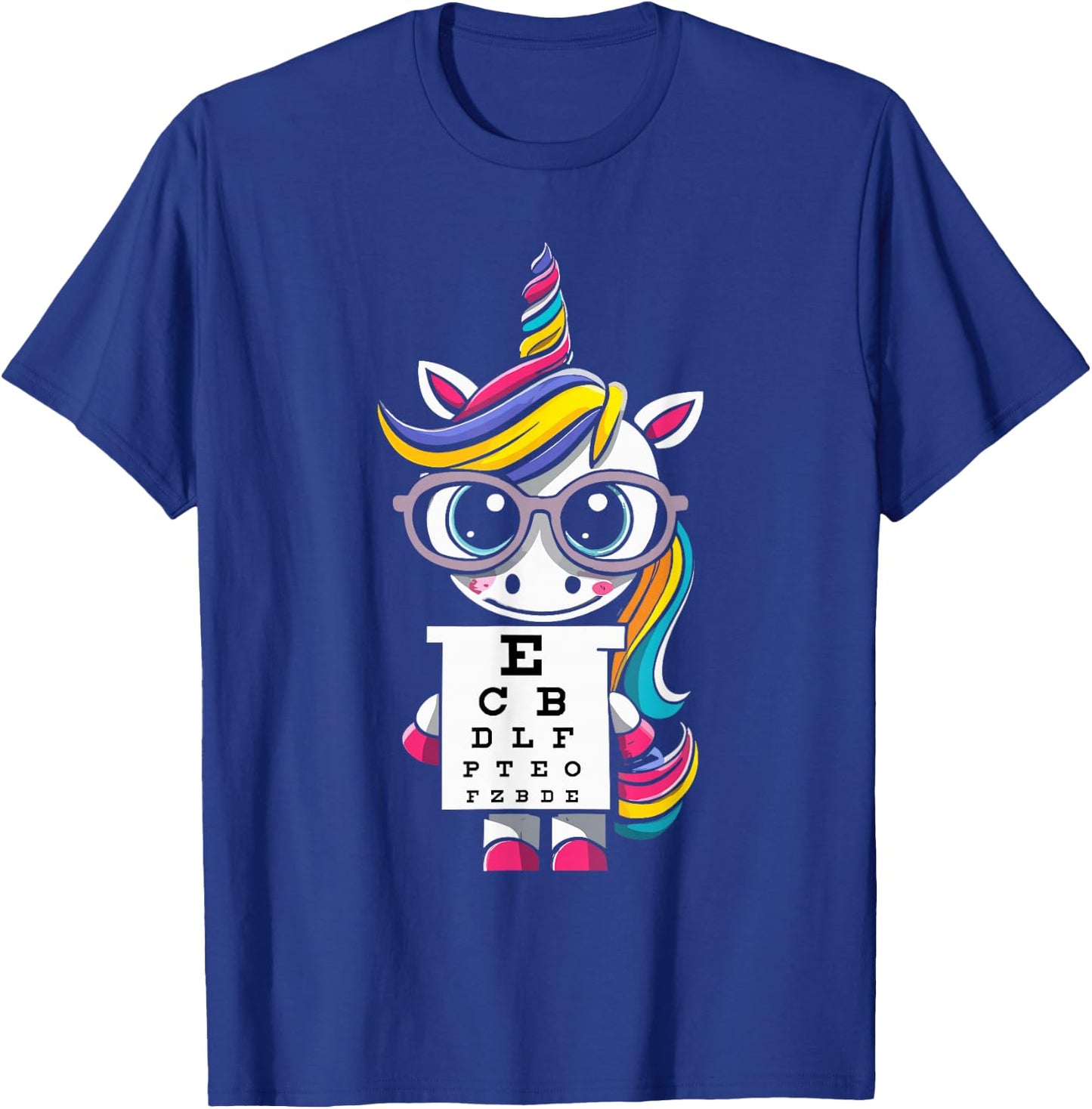 Funny Eye Test Unicorn Chart Eye Chart Ophthalmologist T-Shirt - T-Shirt | Royal