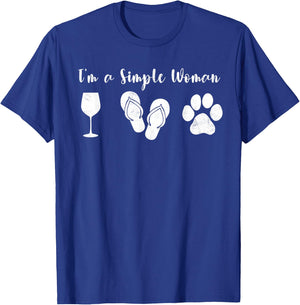 I'm Simple Woman Dogs & Wine Sun Lover Funny Dog Joke T-Shirt - T-Shirt | Royal